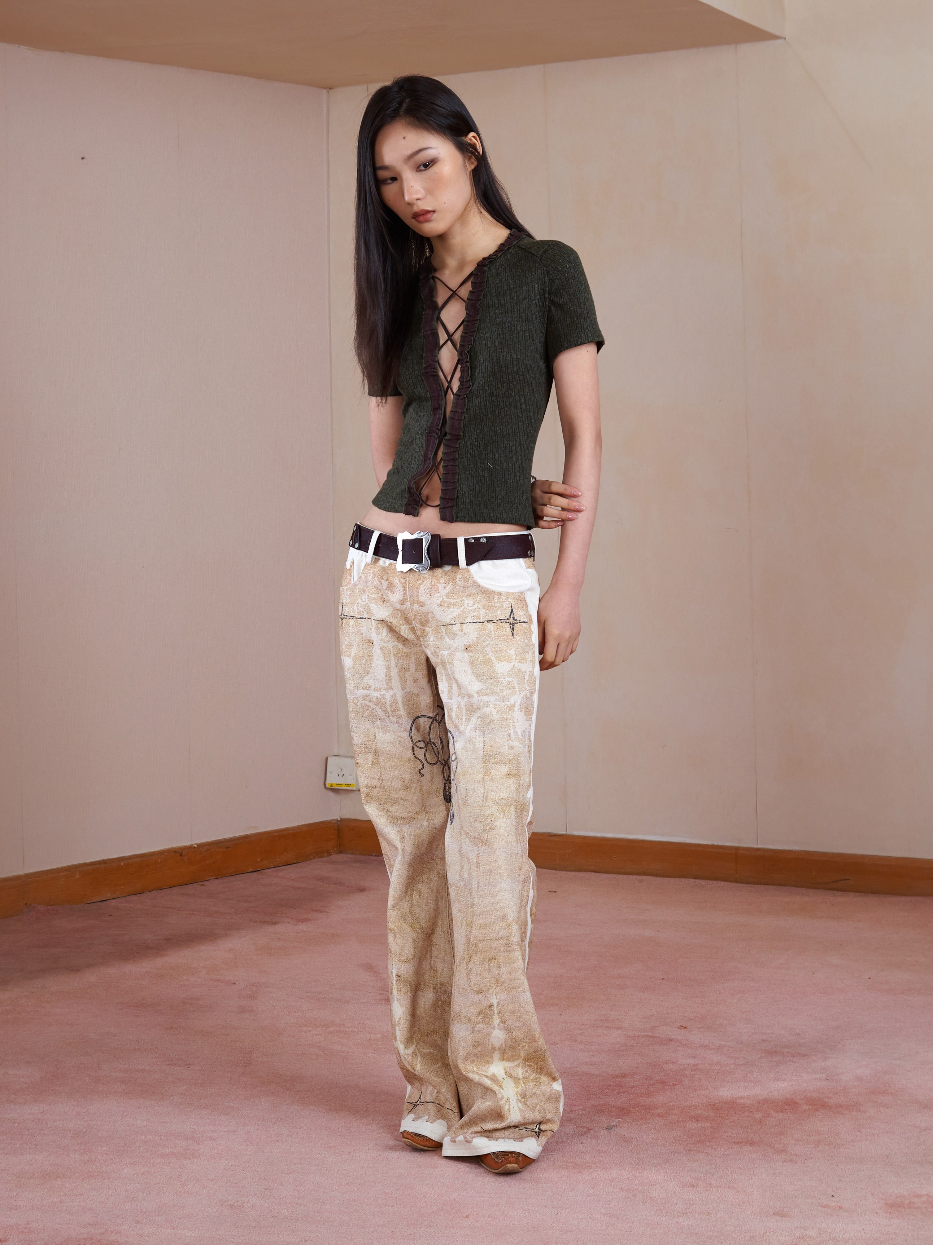 Print Casual Loose Low Waist Pants