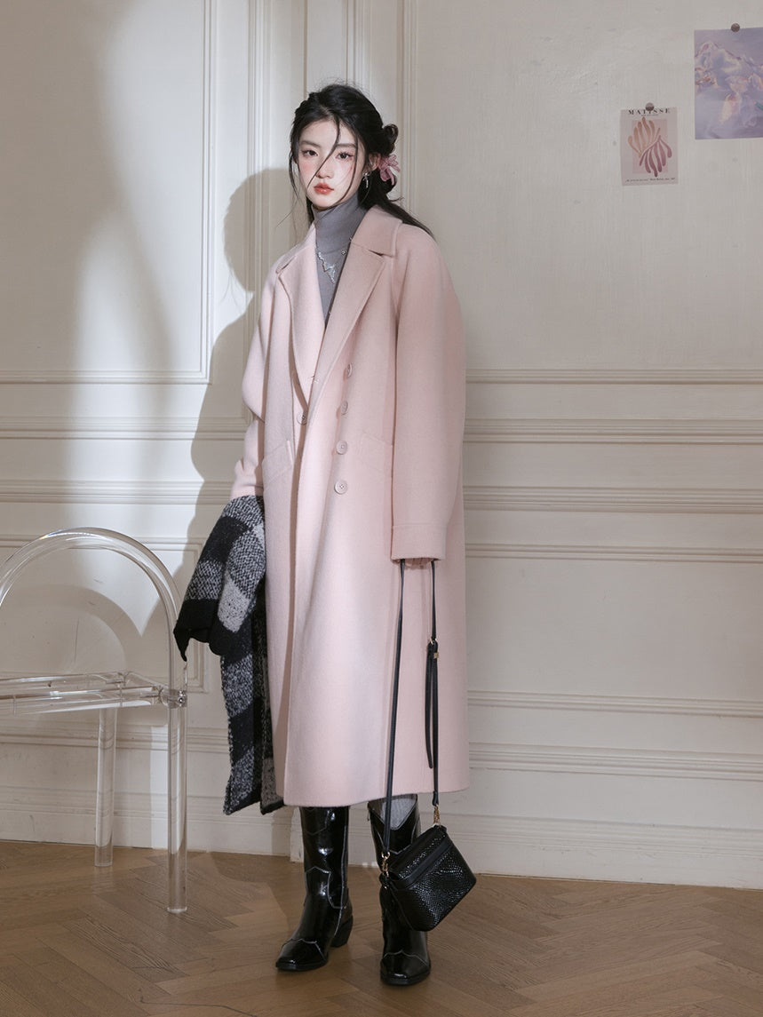 Double-breasted Woolen Long Coat