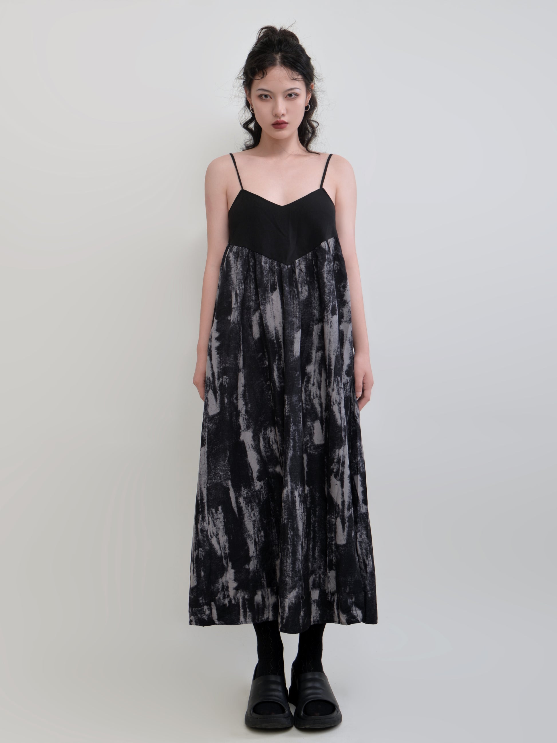 Ink Printing Suspender Long Dress