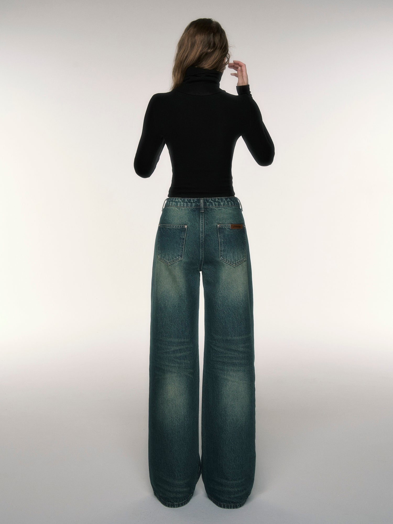 Retro Distressed Low-waist Straight Wide-leg Jeans