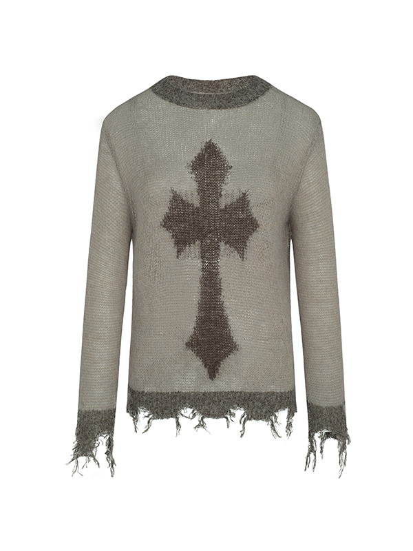 Cross Design Loose Sweater