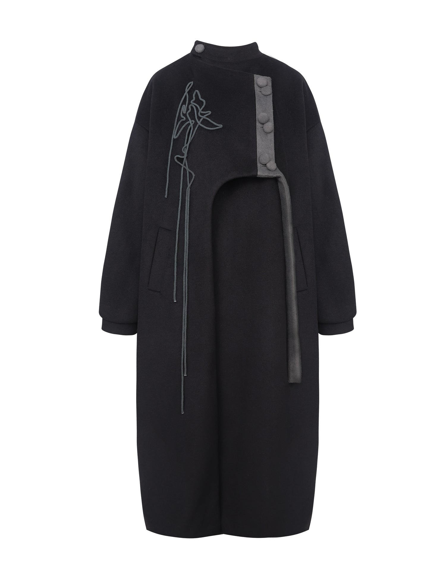 Chinese Style Asymmetry Mid-length Coat