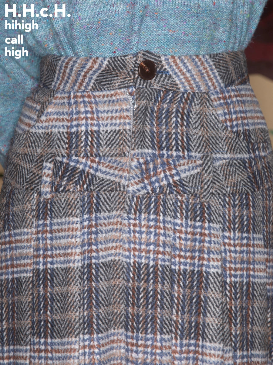 Girly Plaid Mid-length Pleated Skirt