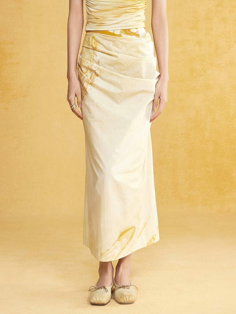 Waist Drape Straight Skirt