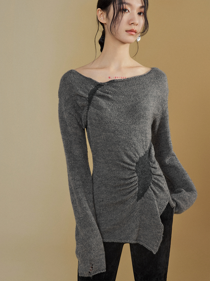 Jacquard Boat Neck -Pullover