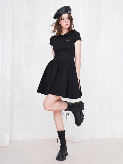 Waist Slim Short-sleeved Doll Collar One-piece