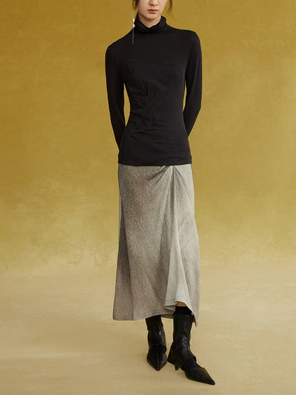 Deconstructed Irregular Gradation Printed Skirt