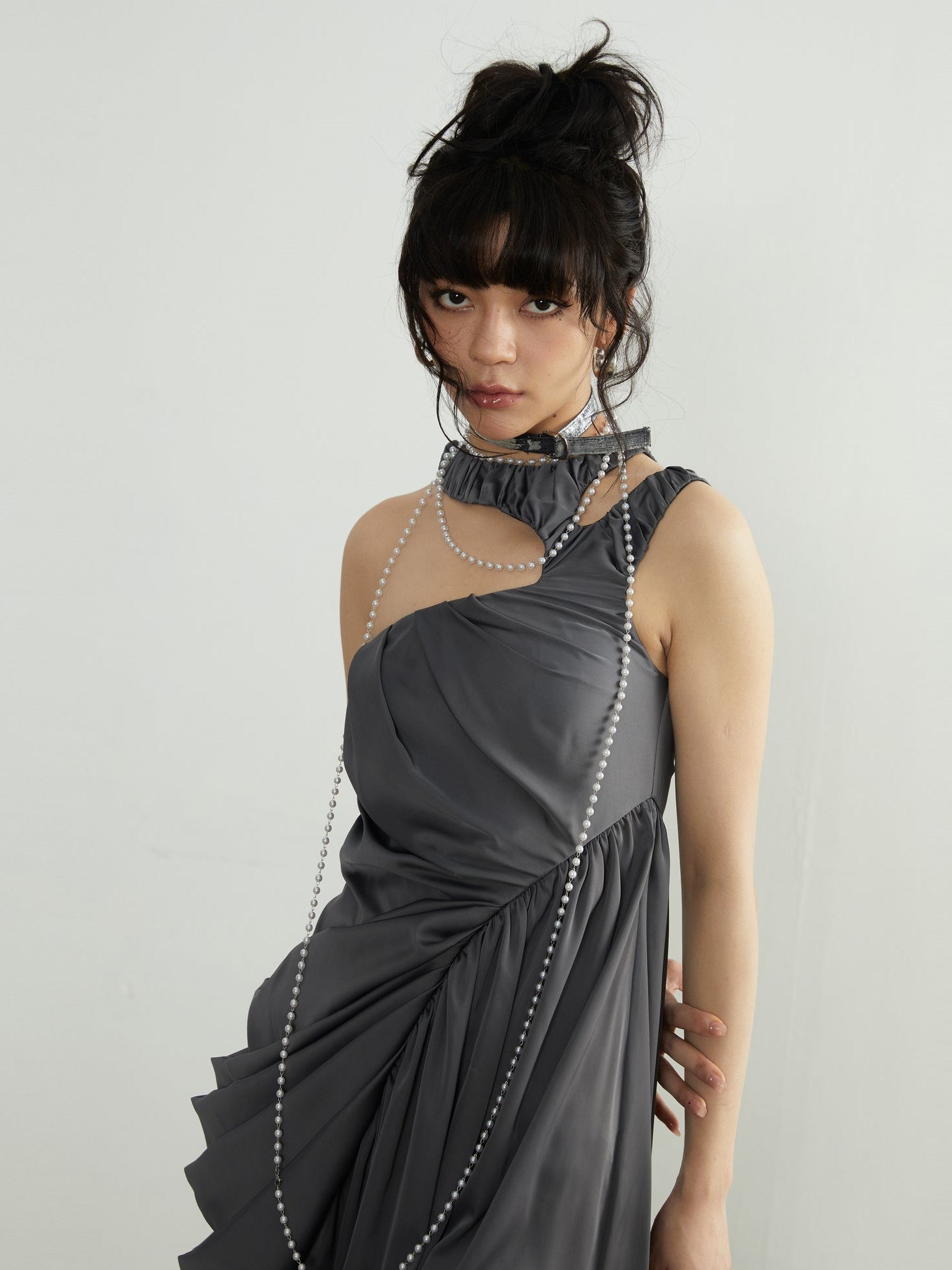 Irregular Hollow Pleated Dress