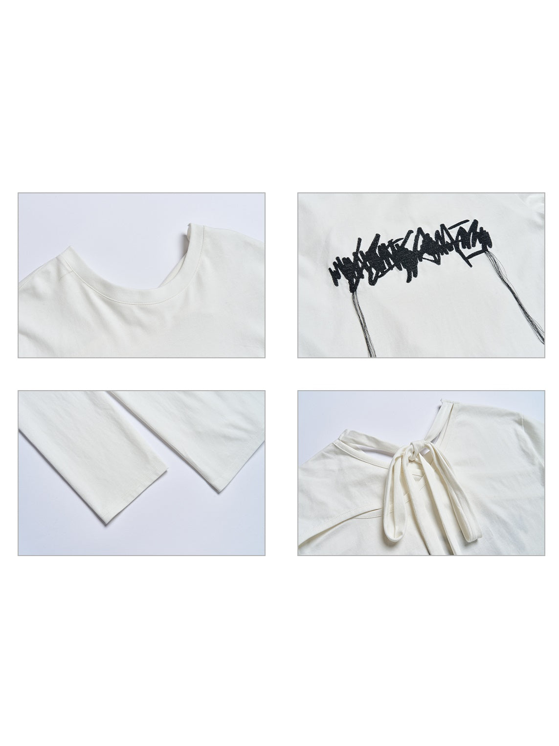 Hollow Embroidery Loose Long-sleeved T-shirt