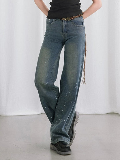 Broken High-waisted Straight Jeans