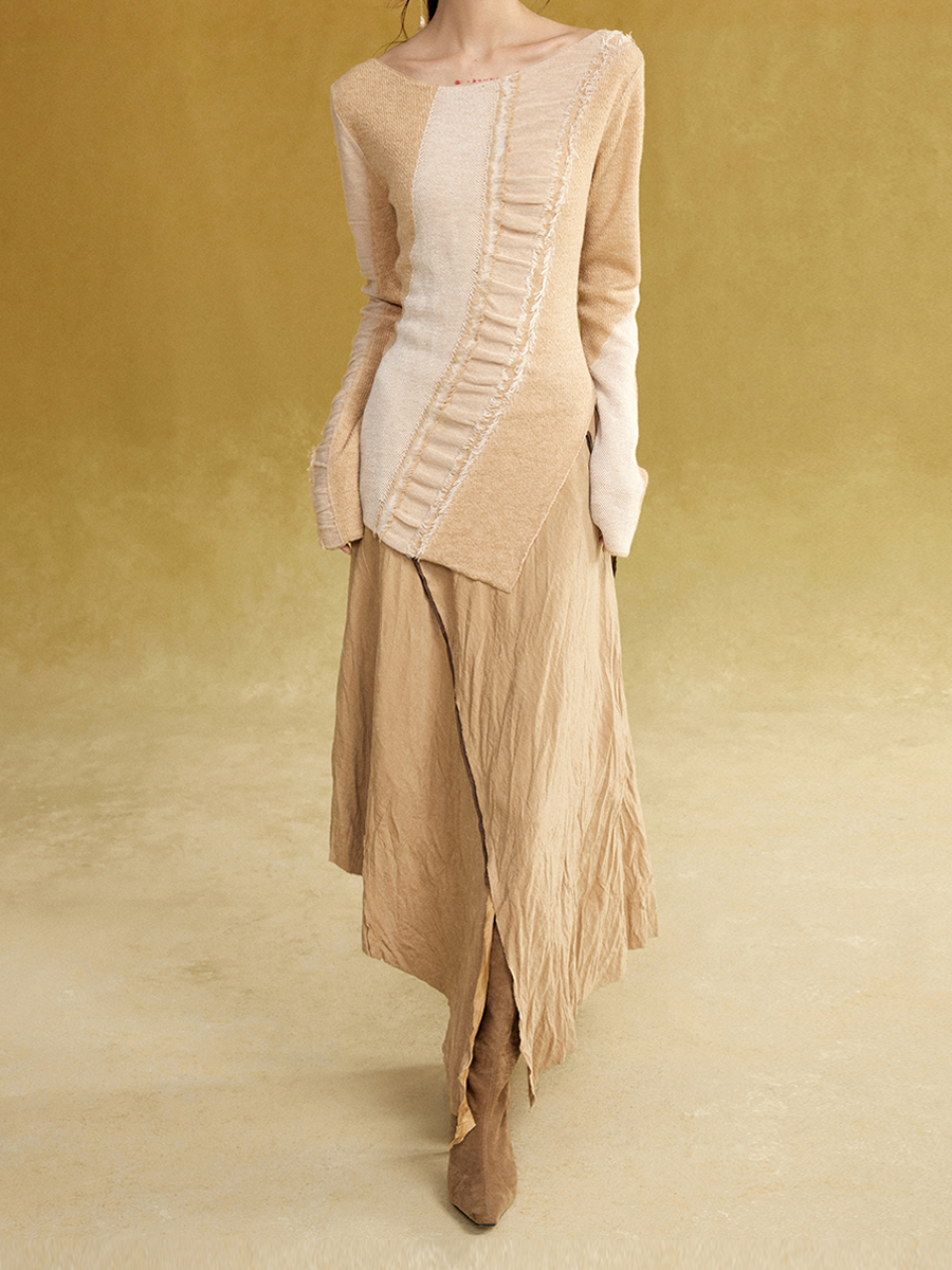 Flowing Jacquard Pullover Sweater