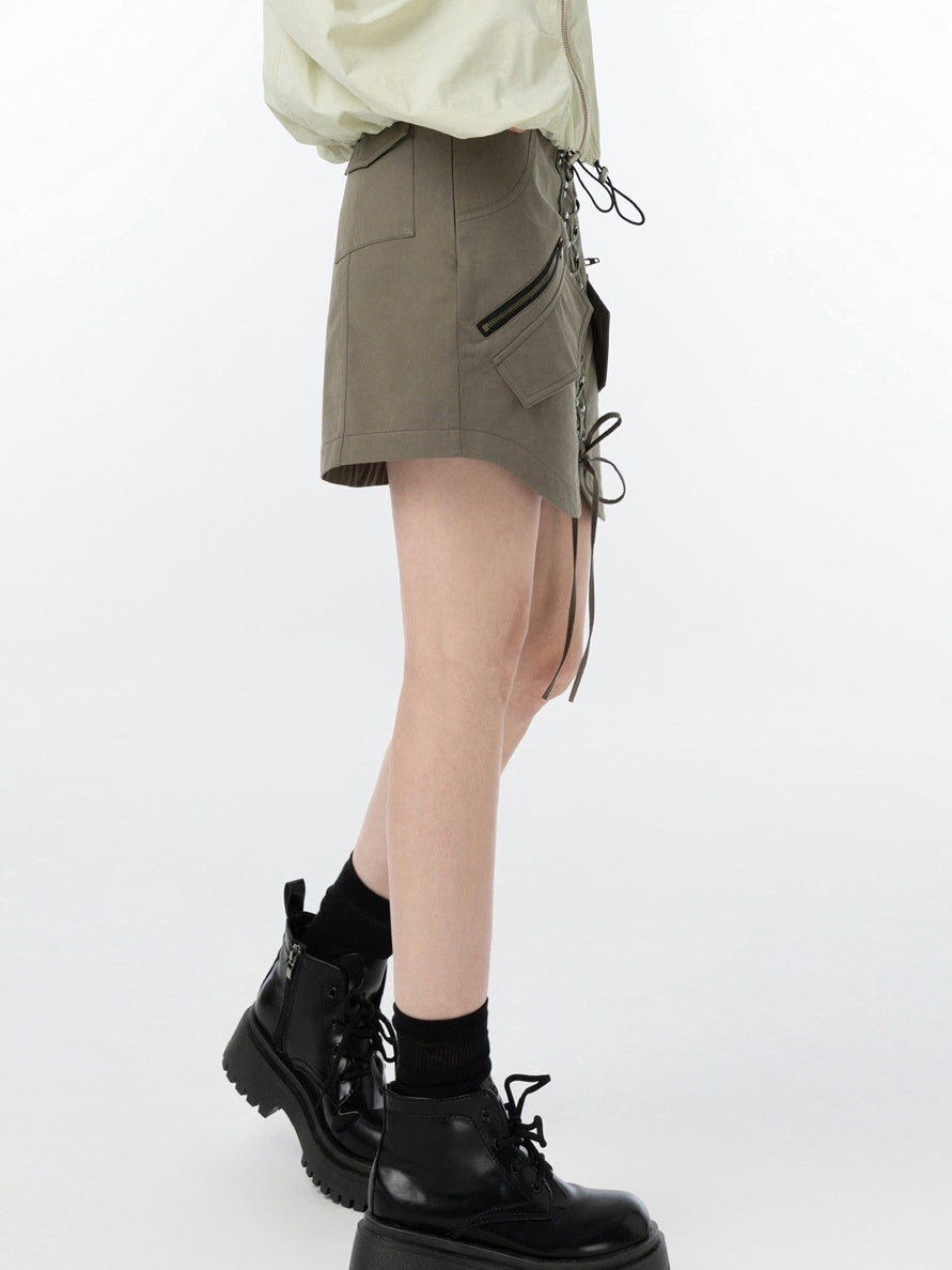 Tooling Lace-up Short Skirt