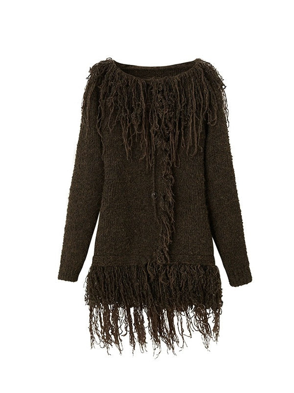 Loose Fringe Knitted Cardigan