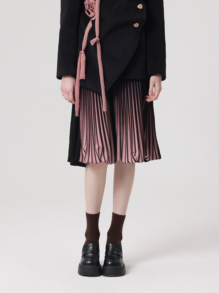 Gradient Pleated Bud Skirt