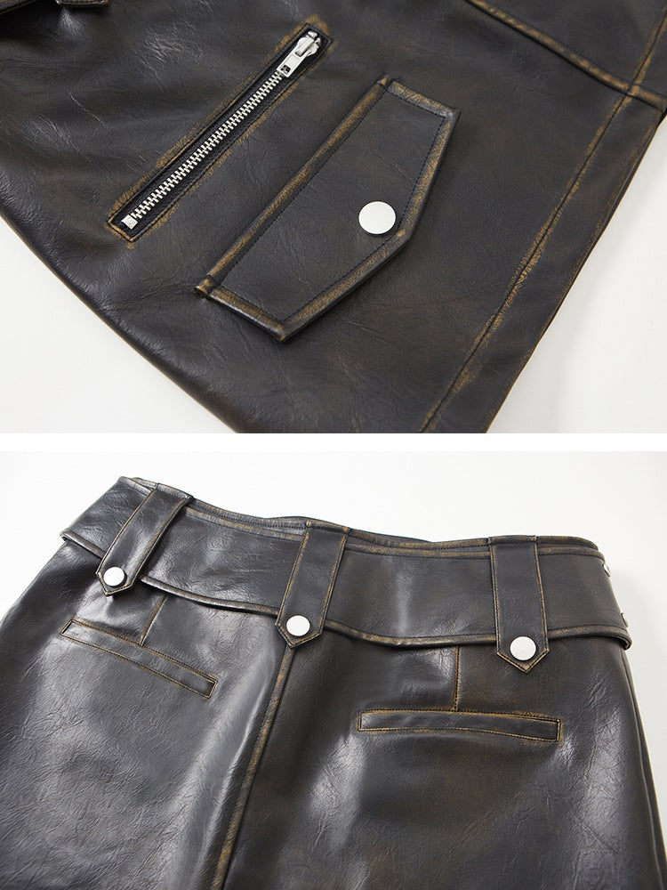 Jupe en cuir rivet Hip Wide Belt