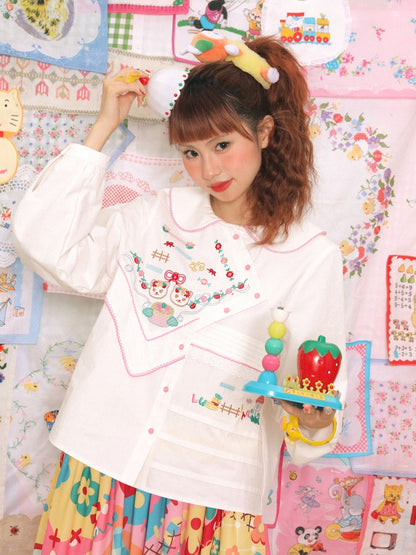 Doll Collar Handkerchief Design Embroidery Shirt