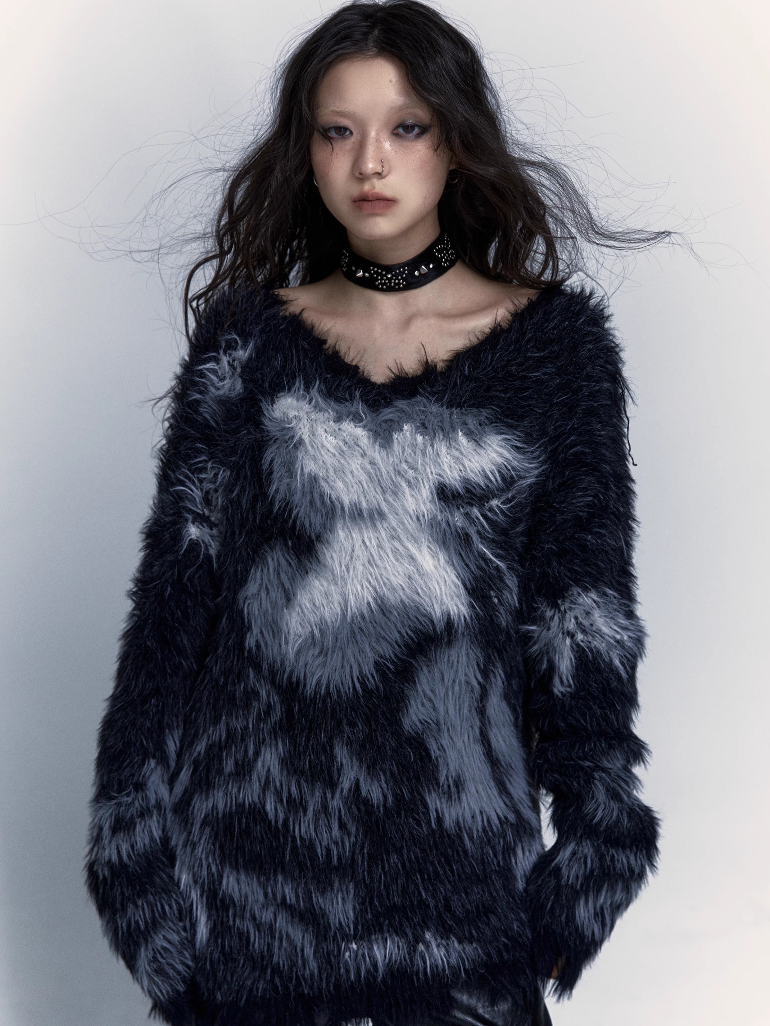 Jacquard Imitation Mink Loose Pullover