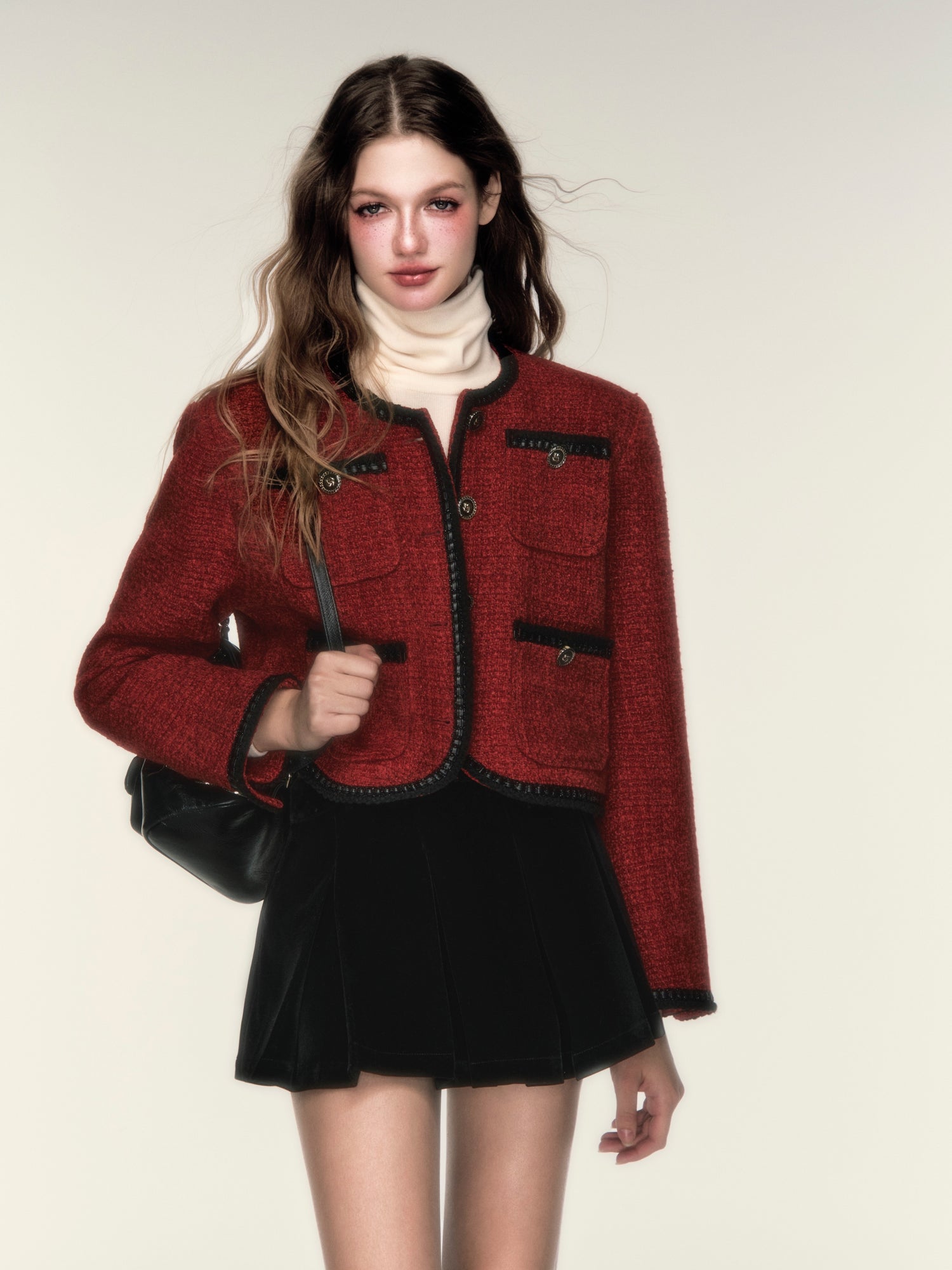 Piping Tweed Style Short Jacket