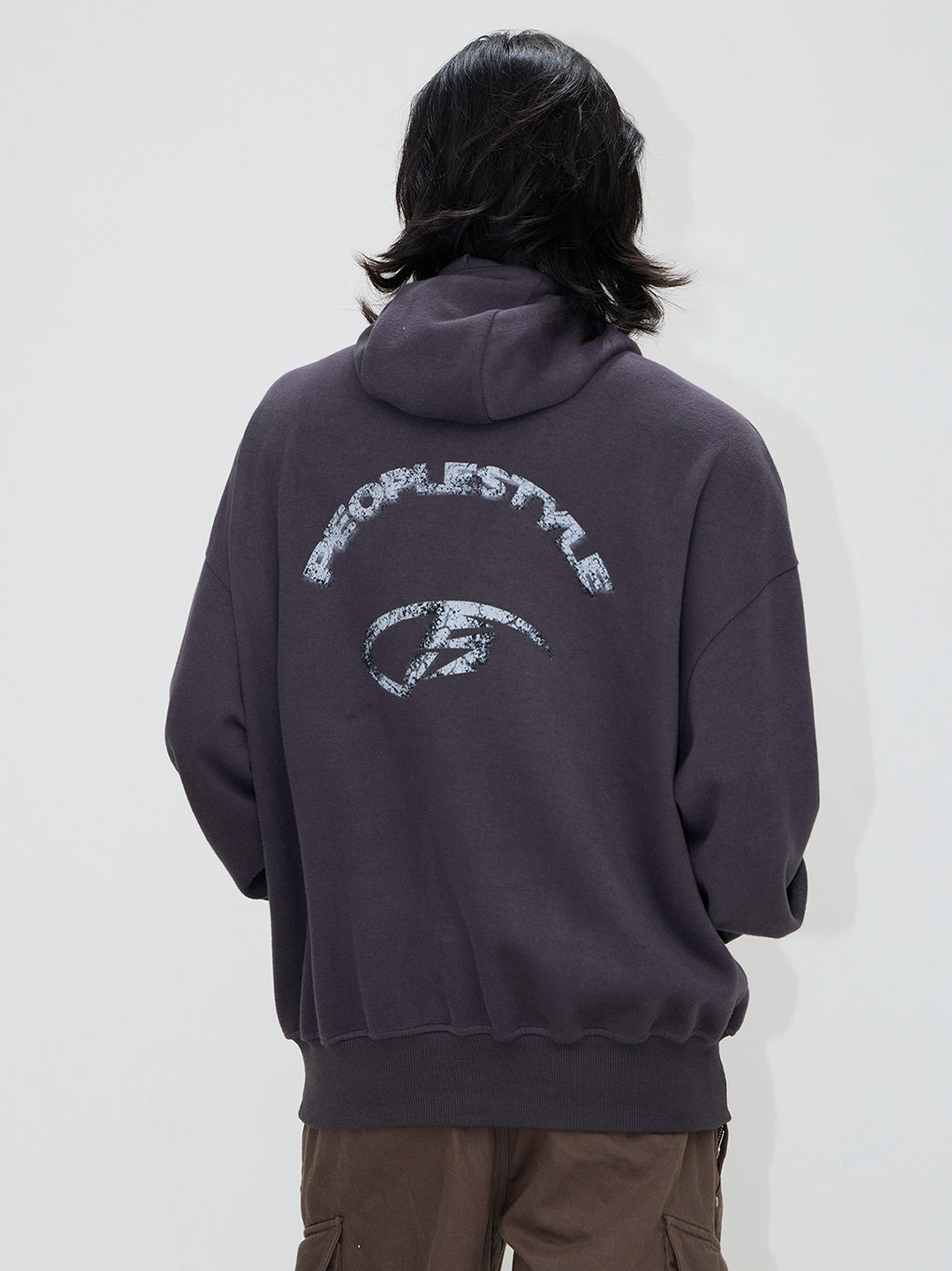 Blurred Portrait Print Zipper Hoodie