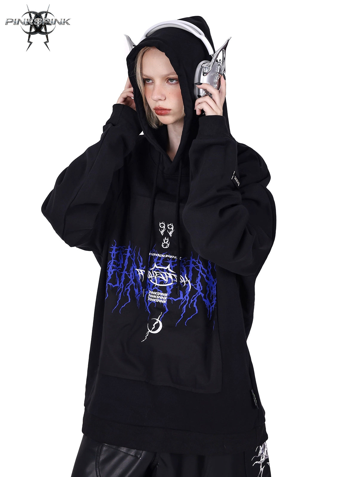 LOGO Embroidered Genderless Hooded Sweat