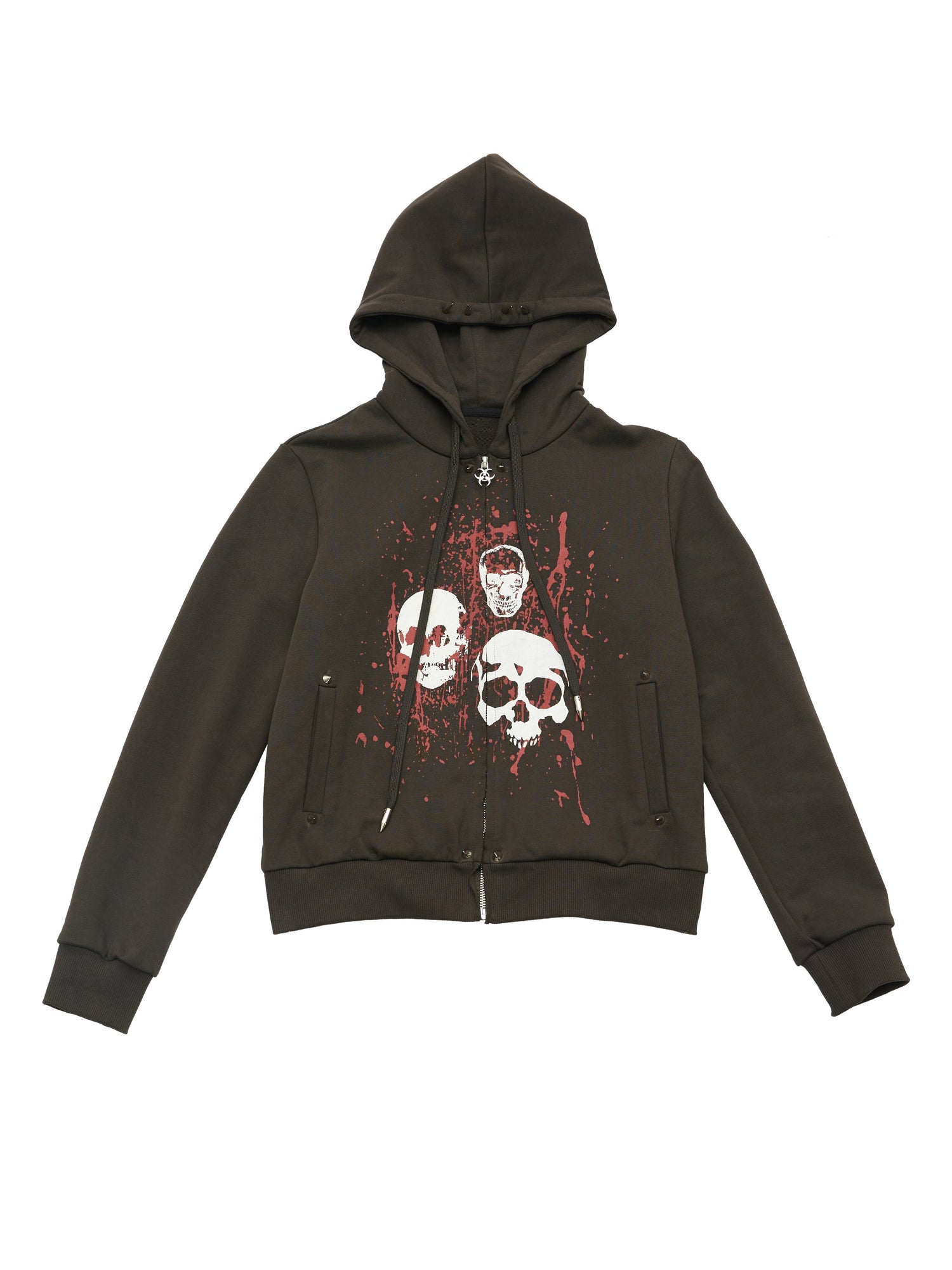 Street Rivet Print ZIP-Up Hoodie