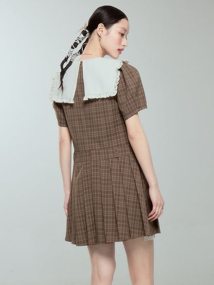 DOLL COLLAR PLAID ONE-PIECE