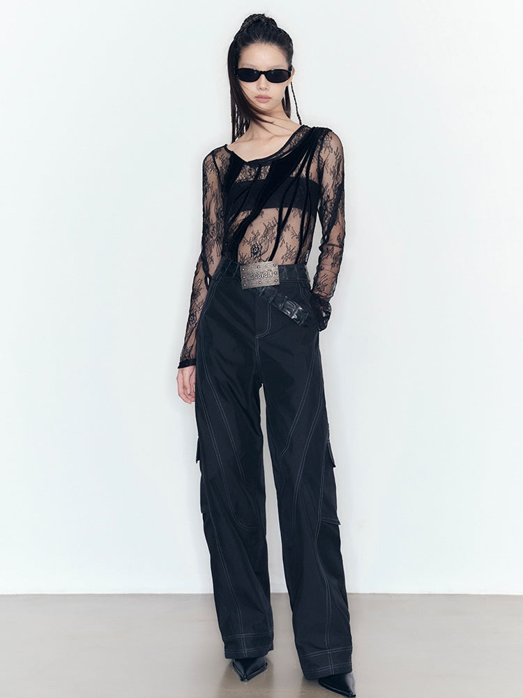 See-through Lace Top & Lace Layered Slip Dress ARCANA ARCHIVE See-through Lace Top & Lace Layered Slip Dress ARCANA ARCHIVE