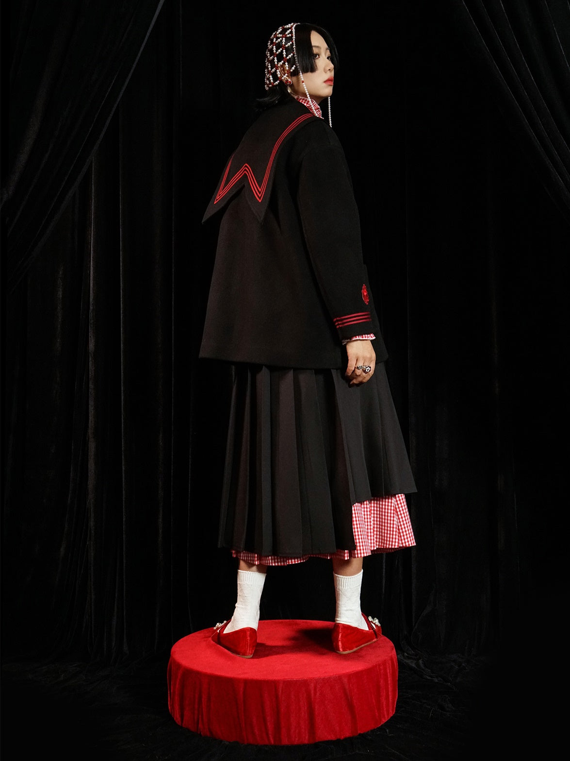 Double-sided Sailor Collar Woolen Coat