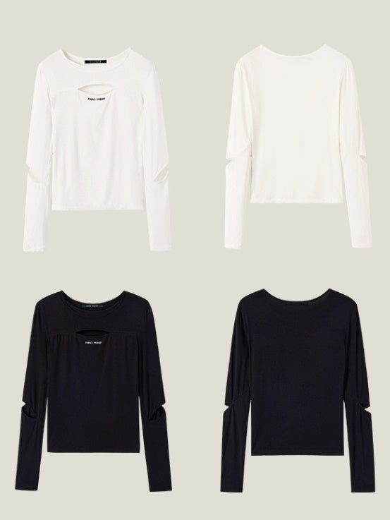 Long-sleeved Hollow T-shirt