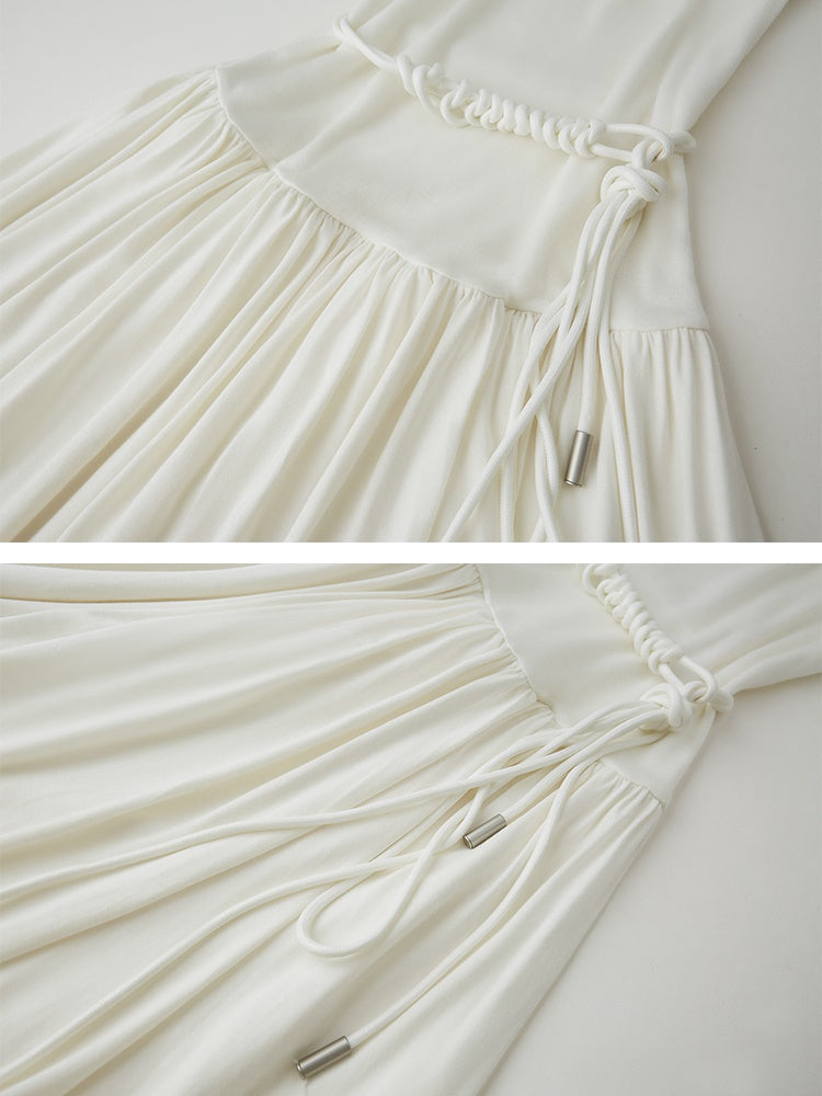 Classic Pleated Draped Sleeveless Long Dress