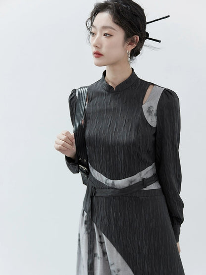 Robe asymétrique de style chinois