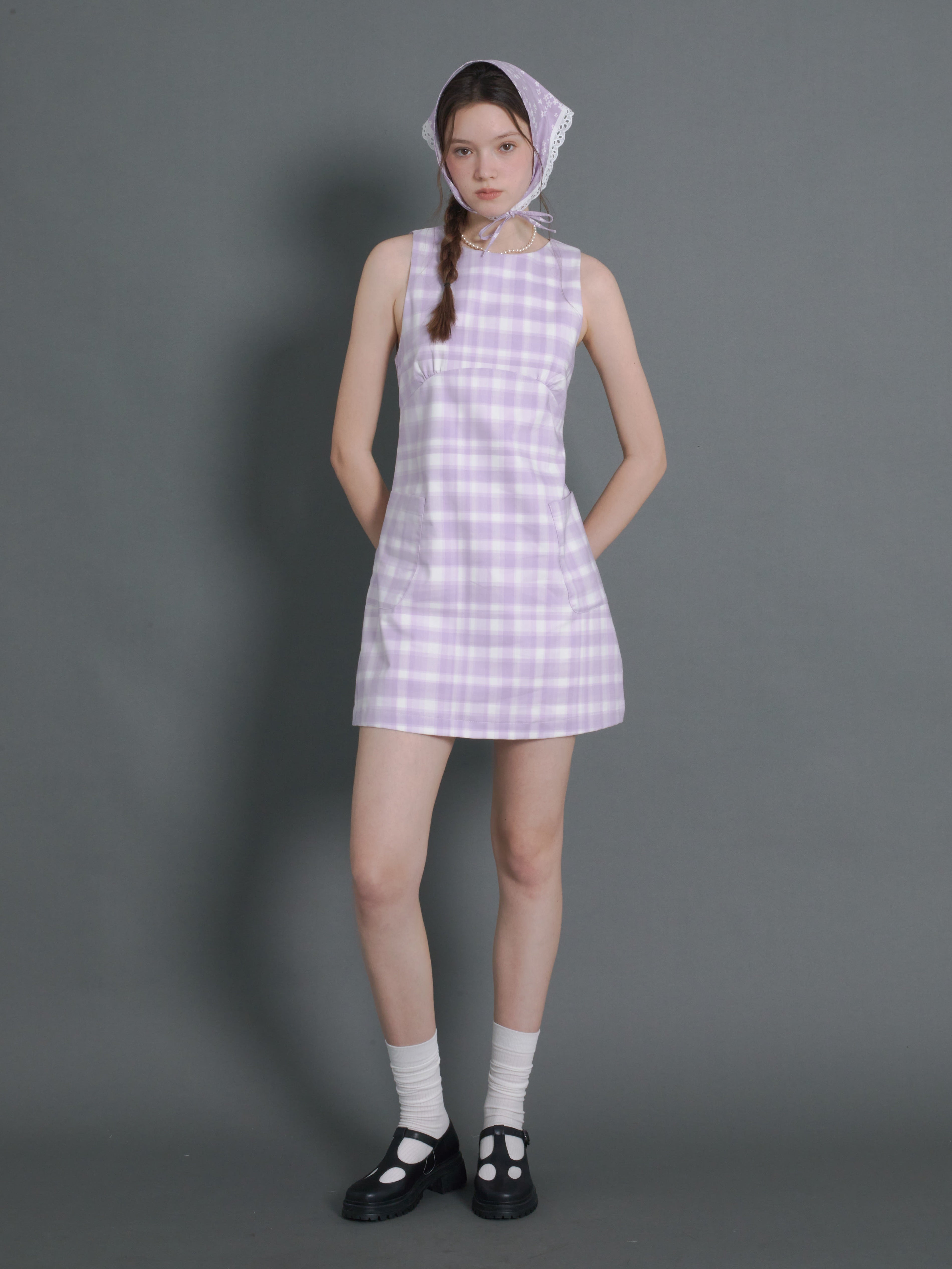 Plaid Sleeveless A-line Mini One-piece