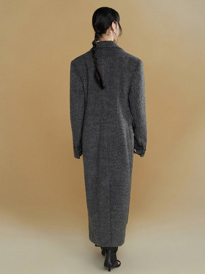 Wide Shoulder One Button Long Coat