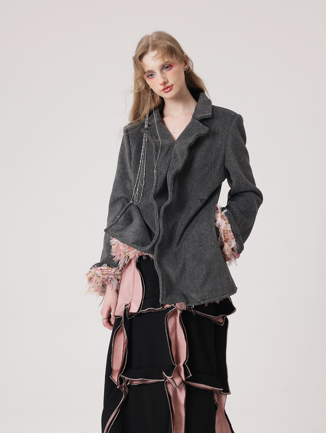 Fringe Deformed Hem Short Jacket