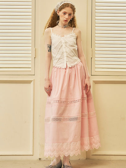 Girly Lace Splicing Long Skirt