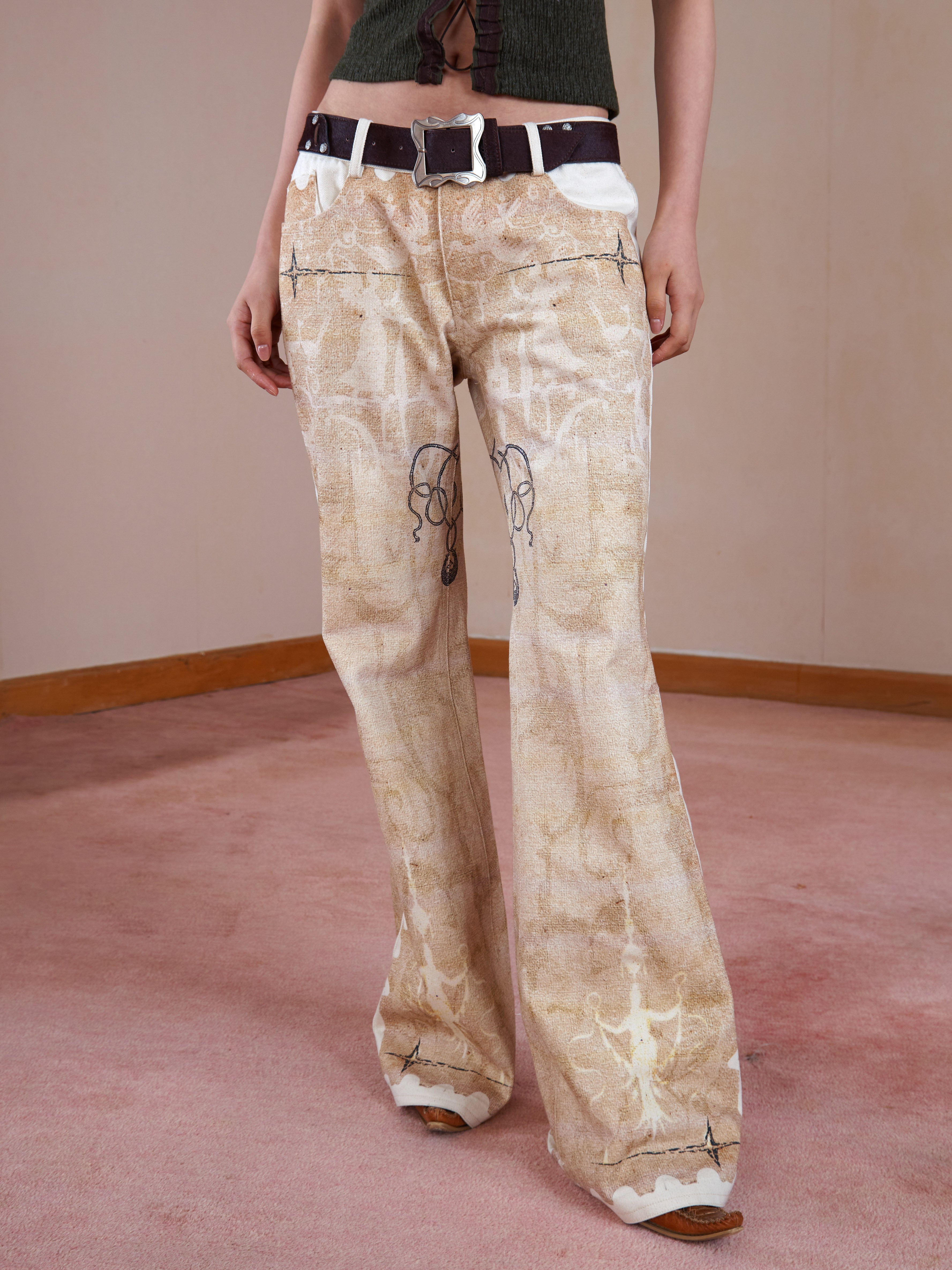 Print Casual Loose Low Waist Pants