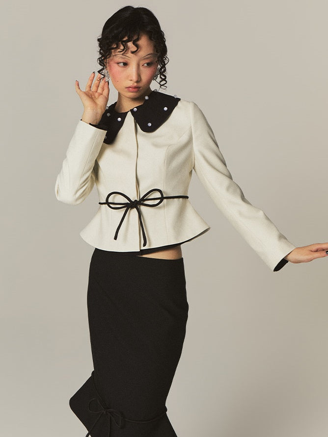 Doll Collar Shaping Bow Jacket