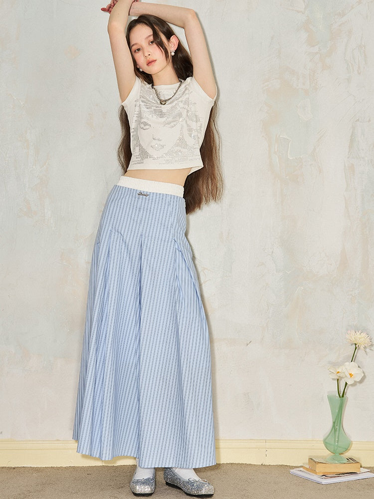 Bias Cut I-pleat Large Swing Umbrella Skirt