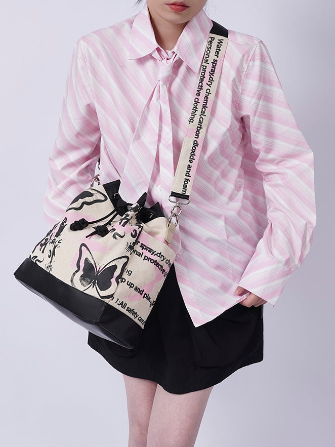 Graffiti Contrast Color Bucket Bag