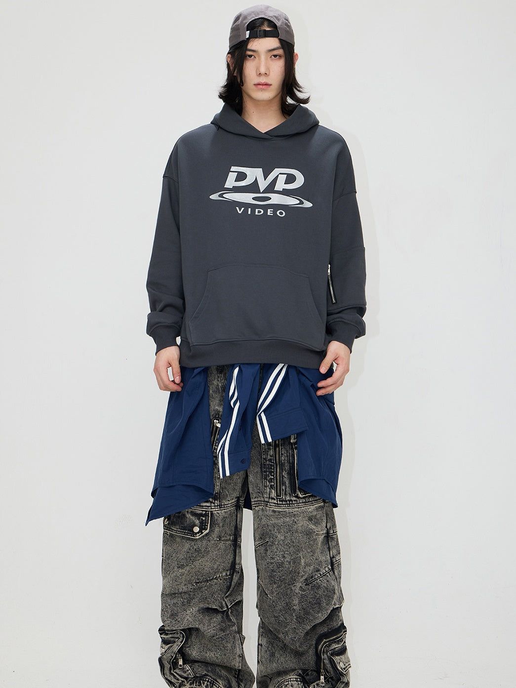 DVD Printed Hidden Zipper Hooded Sweat