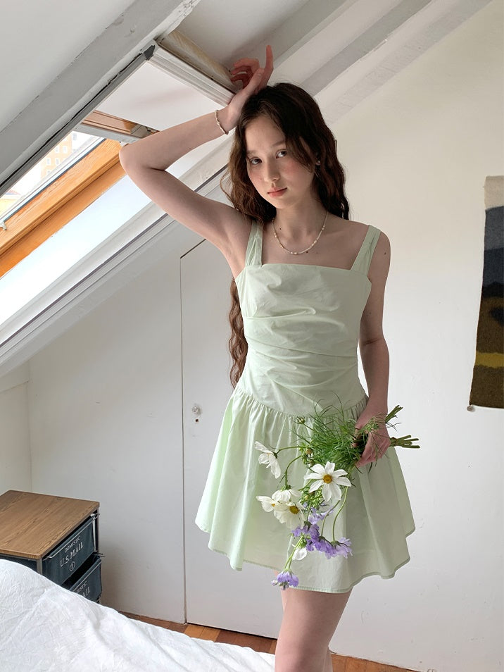 Adjustable Back Bow Slim Short Suspender Dress