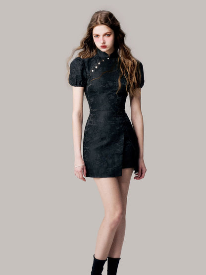 Dreidimensionales Jacquard Slim Kleid im chinesischen Stil