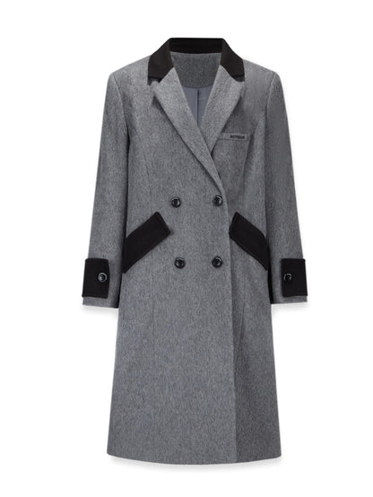 Retro Spliced Long Chester Coat