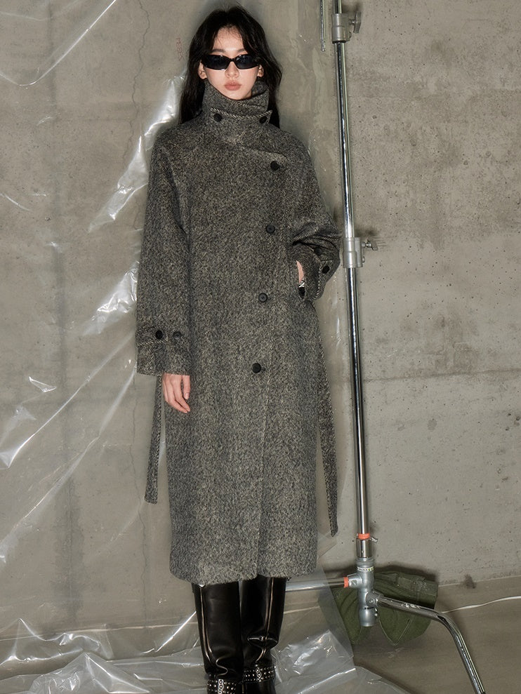 Loose Middle Length Belt Coat