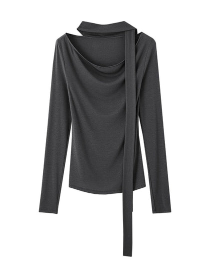 Scarf Swung Collar Bottoming T-shirt