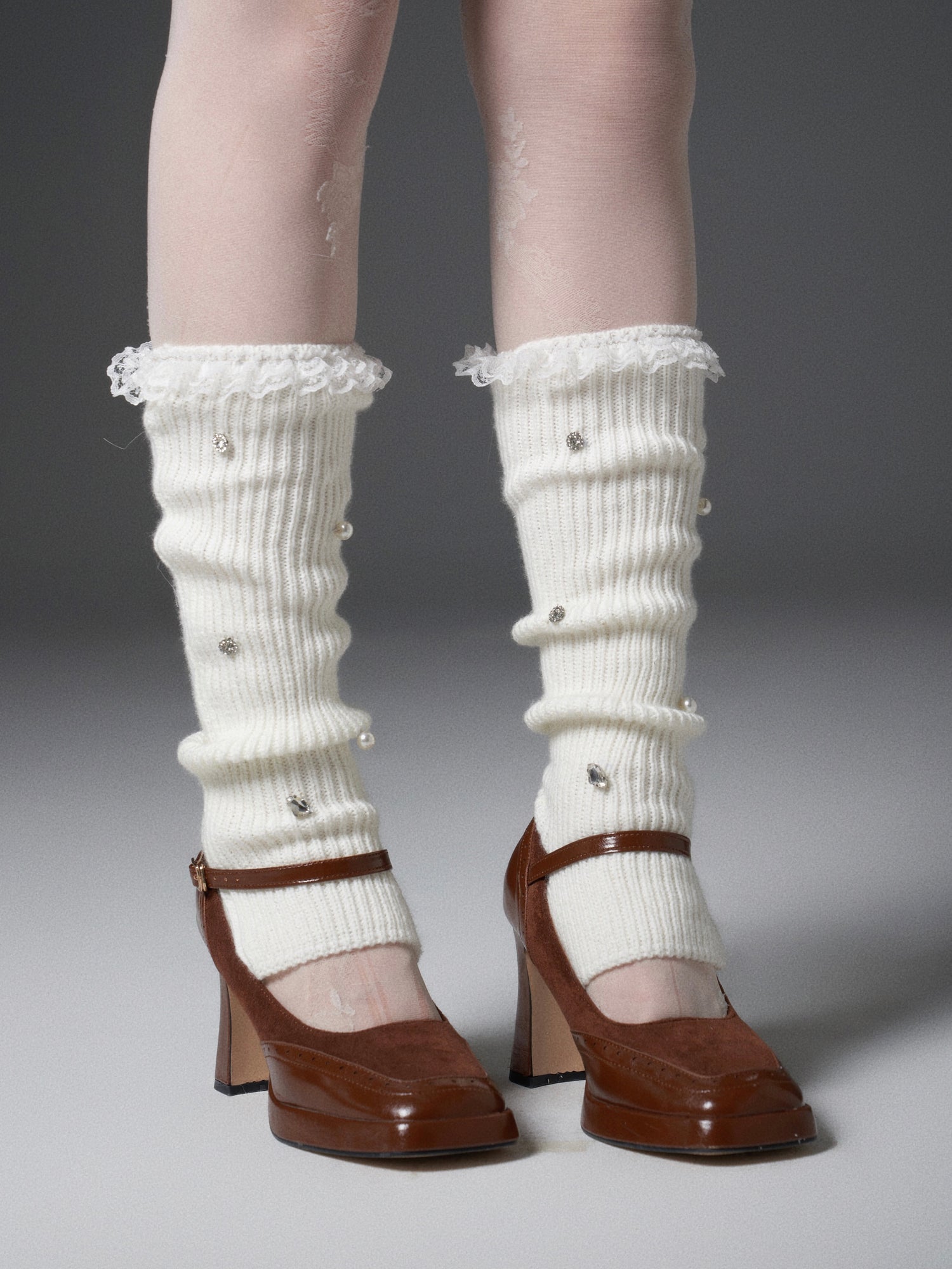 Lace Pearl Stitch Socks