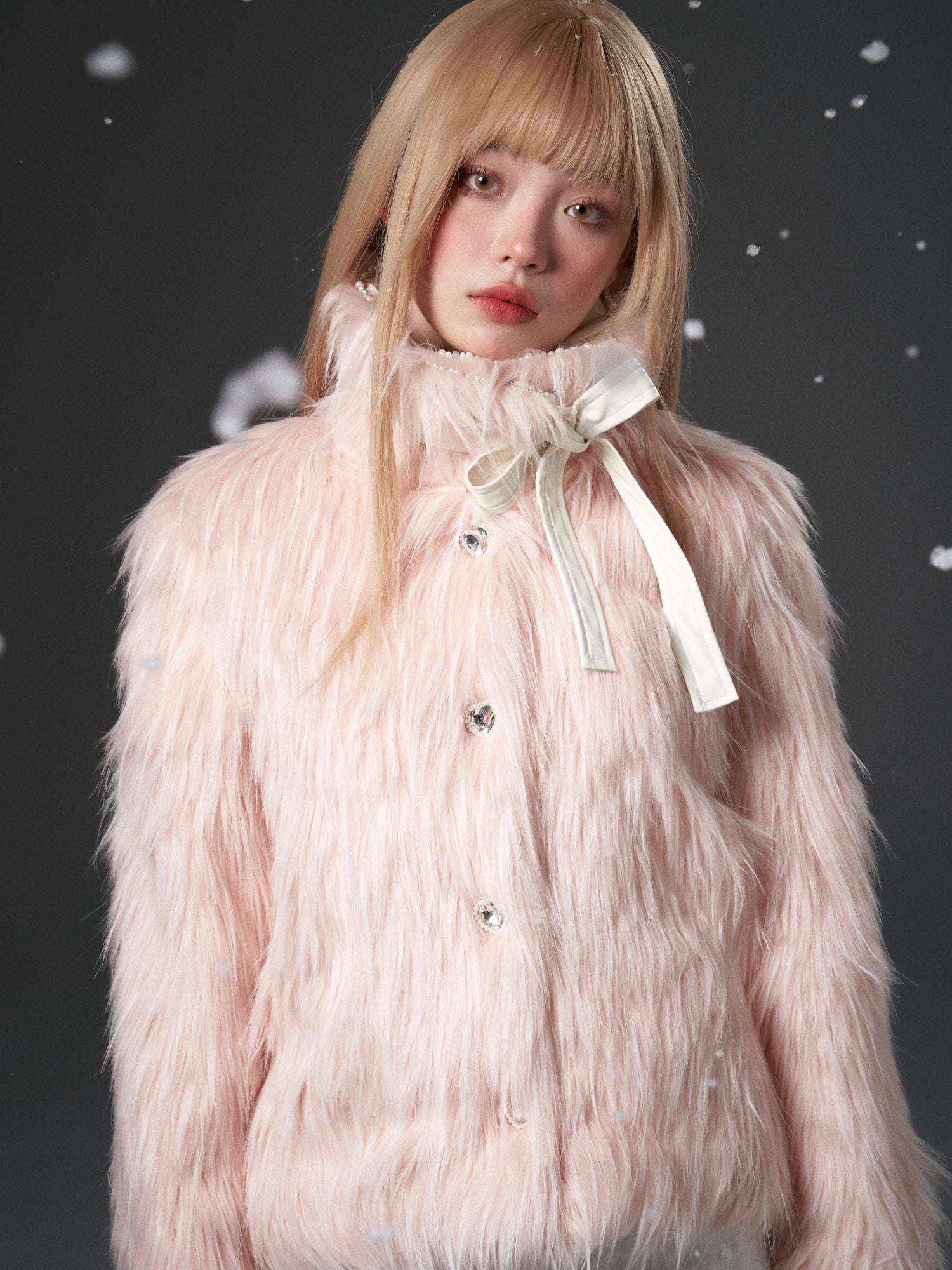 Gradient Dremmable Design Long Hair Fur Veste