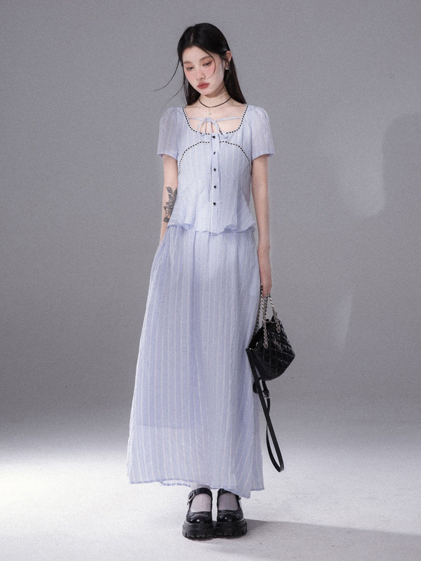 Fishtail Hem Shirt ＆ Mopping Skirt Set-up