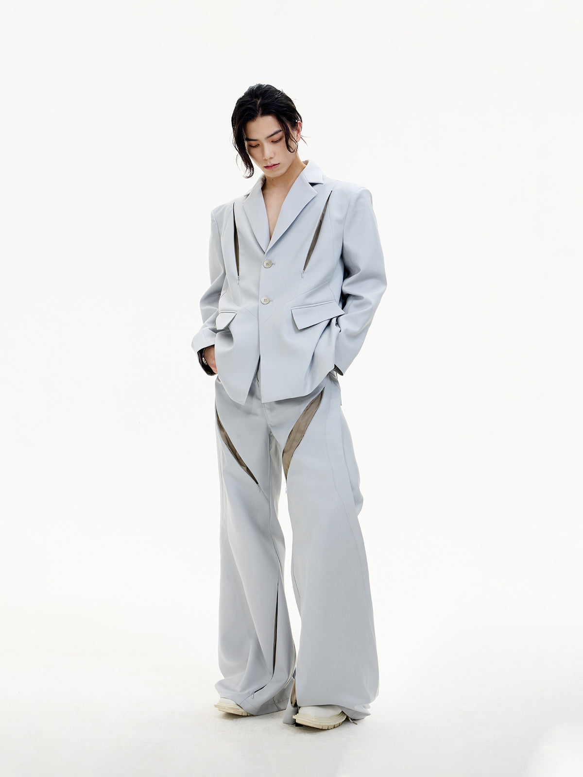 Hollow Flared Silhouette Wide-leg Pants &amp; Hollow Design Jacket