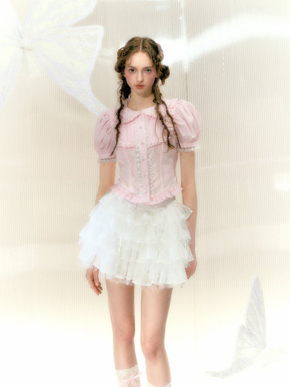 Princess Doll Collar Puff-Sleeve Frill Shirt